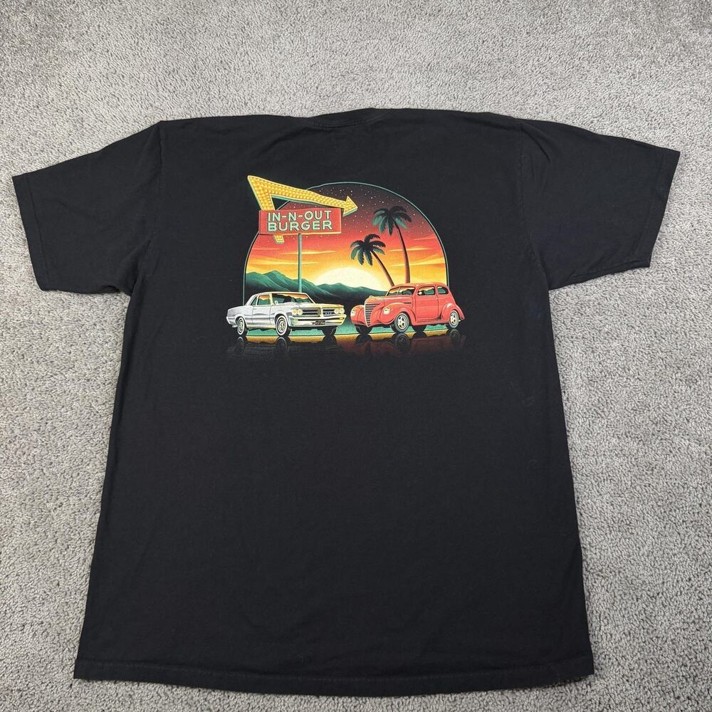 In-N-Out Burger Shirt Mens XL Black Retro Cars Arizona Sunset Palm Crew Neck